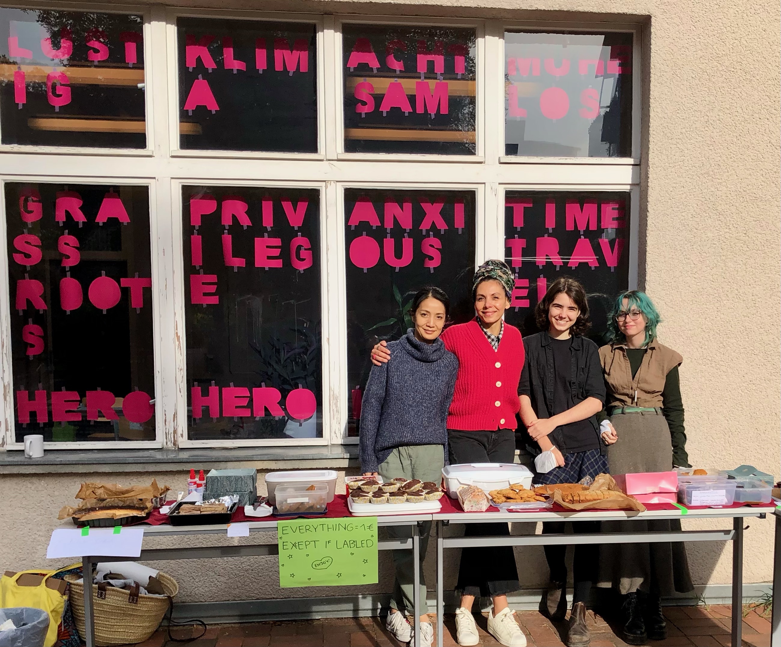 Parents and students at secondary bake sale